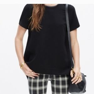 Madewell Leather Trim Tailor Black Top Size XS